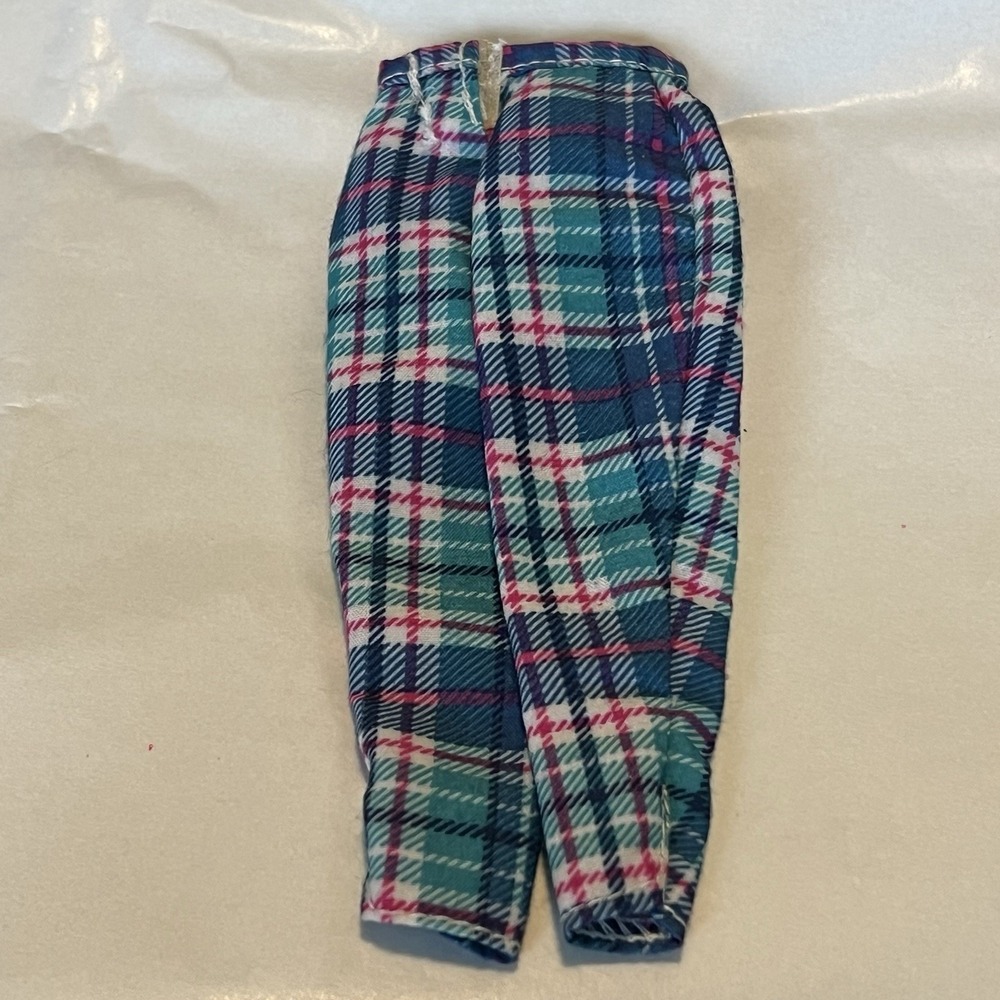 Vintage 1997 MATTEL Barbie Ginger Plaid Pink Blue Pants 1990s Clothing